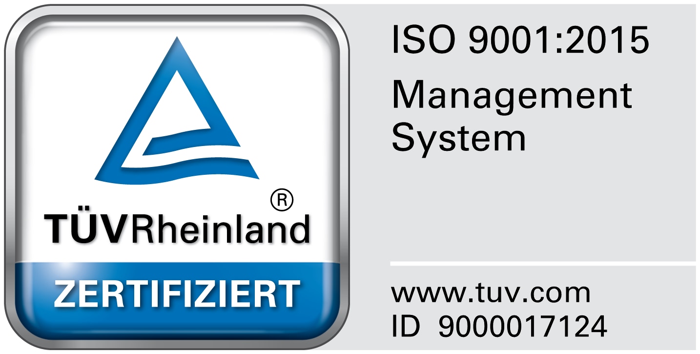TÜV Rheinland – ISO 9001:2015 zertifiziert